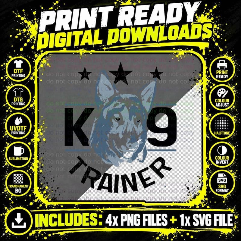 K9 Trainer Dog T-Shirt, Police K9 Unit Design Png SVG Digital Bundle
