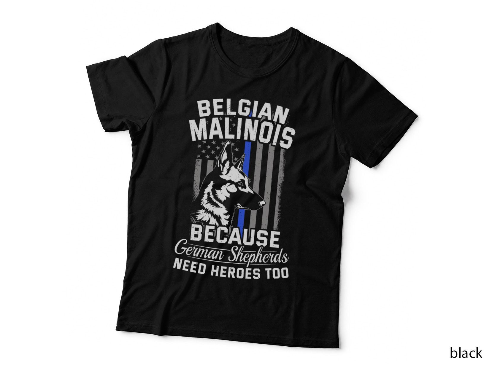 K9 Unit Malinois T-Shirt, Thin Blue Line Flag, Police Dog Apparel