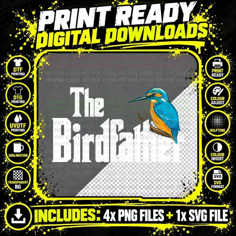 Kingfisher Bird Watching T-Shirt, Funny Birder Daddy Png SVG Digital Bundle