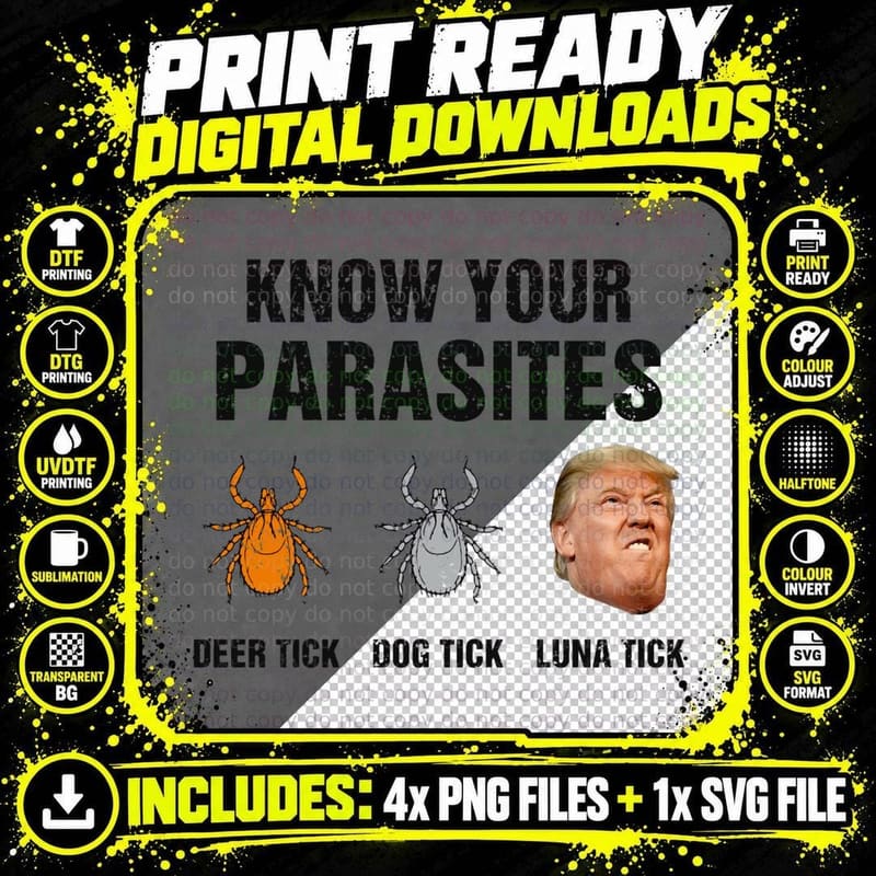 Know Your Parasites Deer Tick Dog Tick Luna Tick T-Shirt Png SVG Digital Bundle