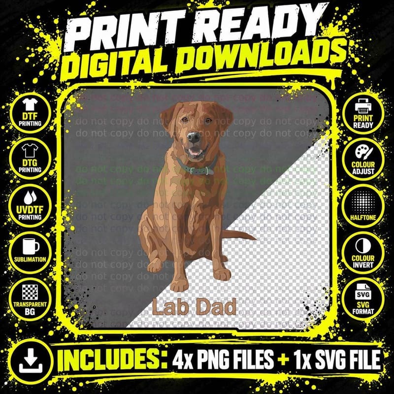 Lab Dad Fox Red Labrador Retriever T-Shirt Png SVG Digital Bundle