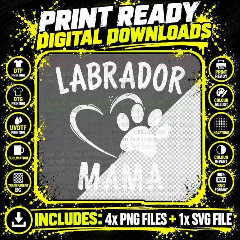 Labrador Mama Gift Black Golden Lab Mom Apparel Dog Png SVG Digital Bundle