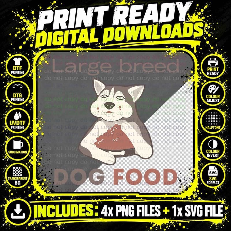 Large Breed Dog Food T-Shirt Png SVG Digital Bundle