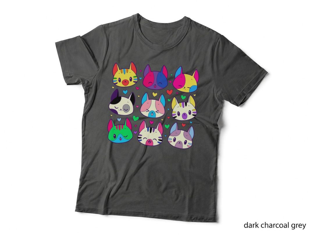 Lgbtq Pride Cat Faces T-Shirt, Rainbow Flag Kitten Grid, Gay Pride Month Style