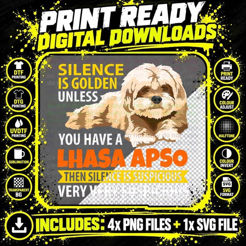 Lhasa Apso Lover Prapso Dog Owner Pup Breed Puppy Png SVG Digital Bundle
