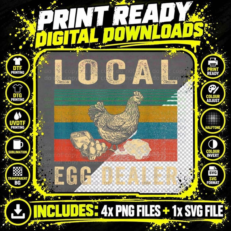 Local Egg Dealers Chicken T-Shirt, Vintage Retro Png SVG Digital Bundle