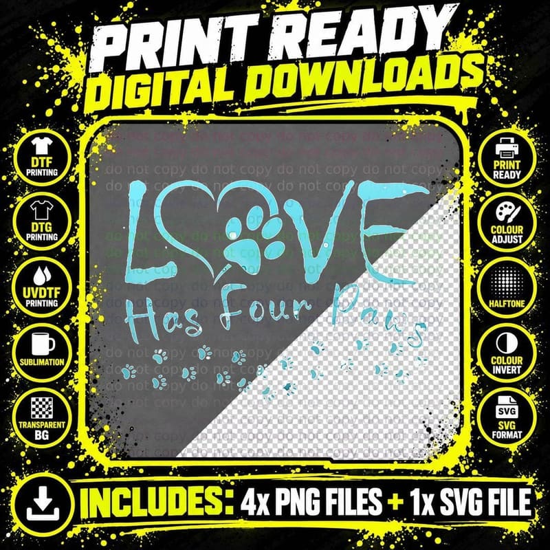 Love Paw Prints T-Shirt, Pet Lover Apparel Png SVG Digital Bundle