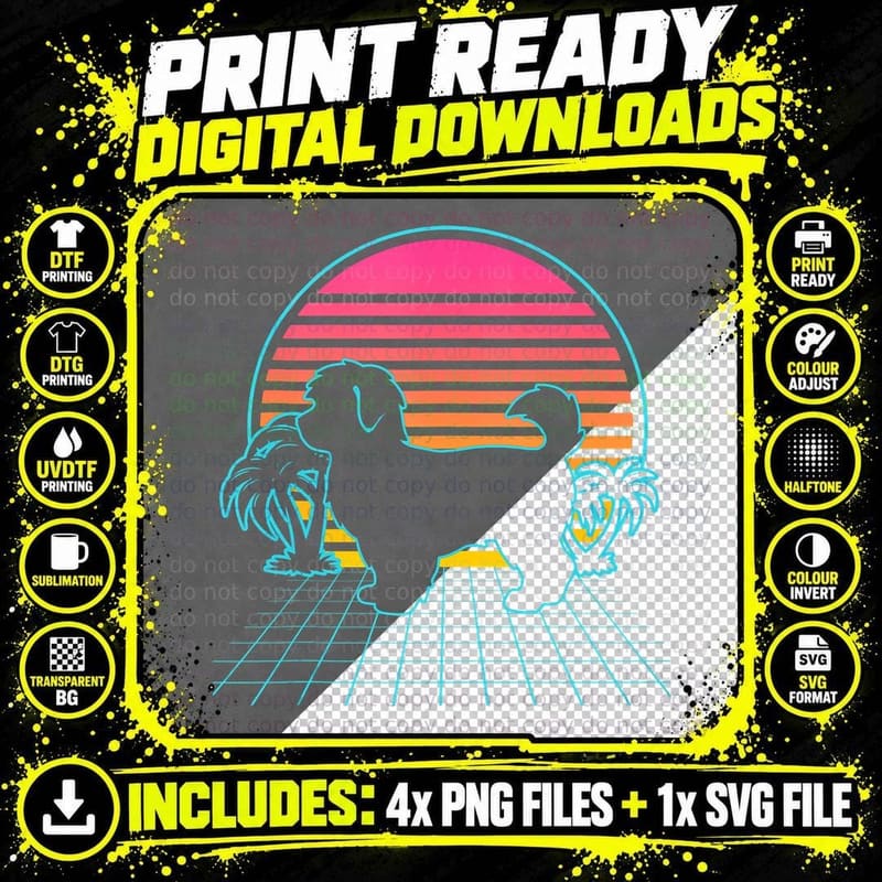 Maltipoo Dog Vintage 80s Vaporwave Aesthetic Puppy Lover Png SVG Digital Bundle