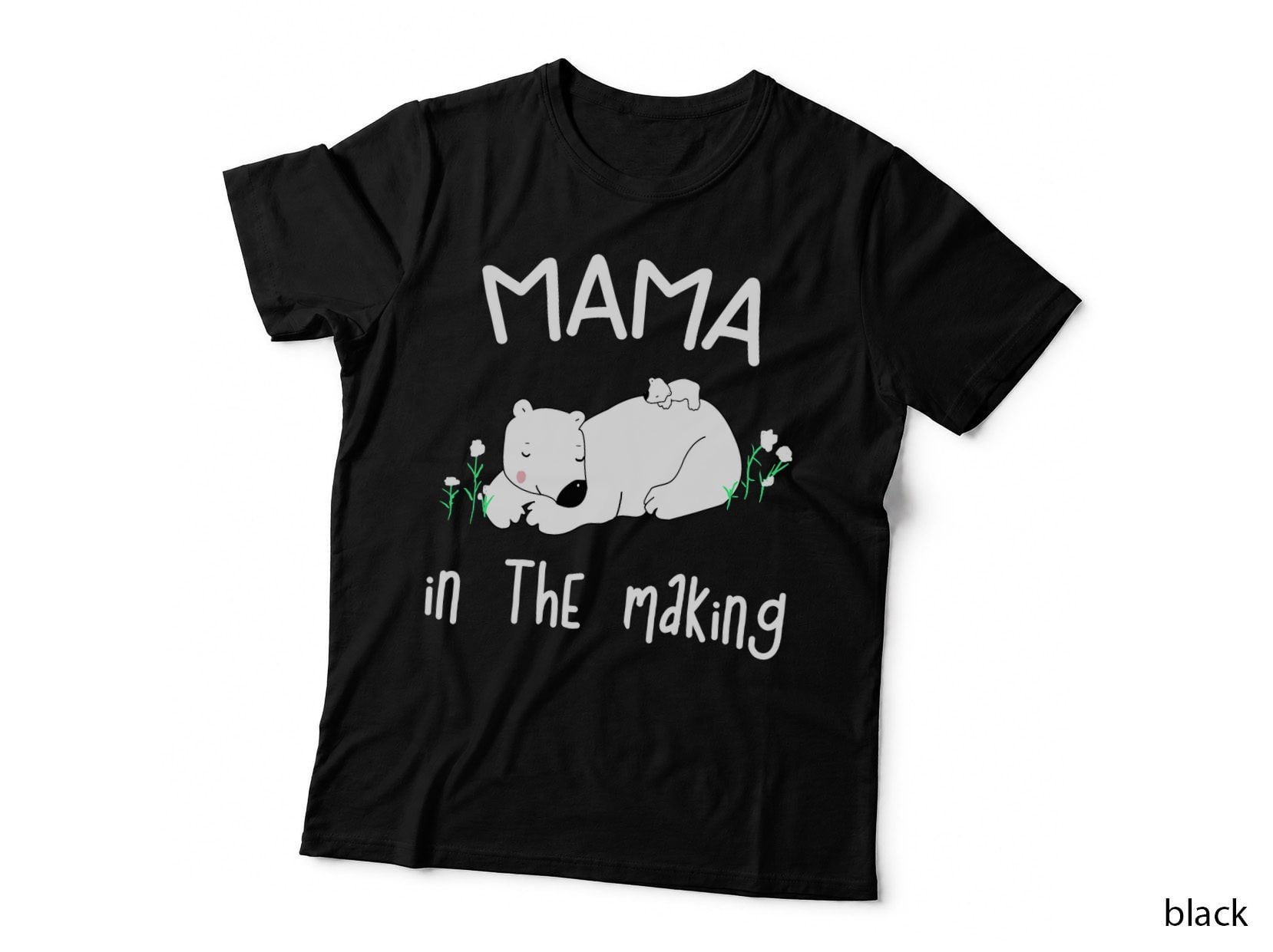 Mama Baby White Bear Mommy Pregnancy Announcement T-Shirt