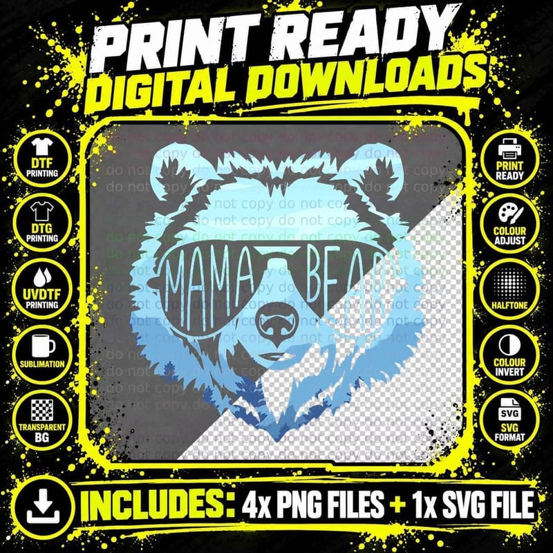 Mama-Bear Vintage Graphic T-Shirt Png SVG Digital Bundle