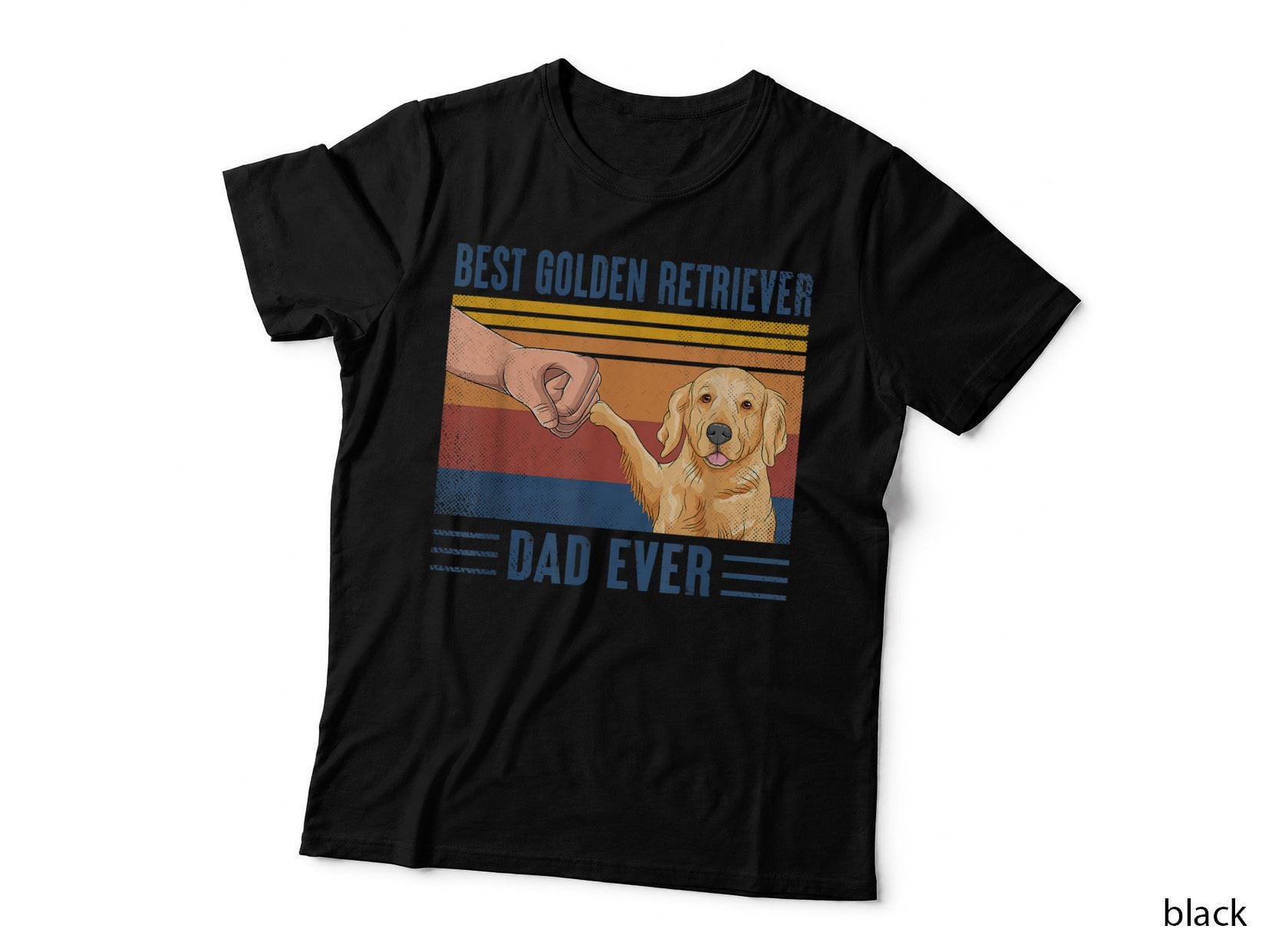 Mens Vintage Best Golden Retriever Dad Ever Fist Bump Funny Dog T-Shirt