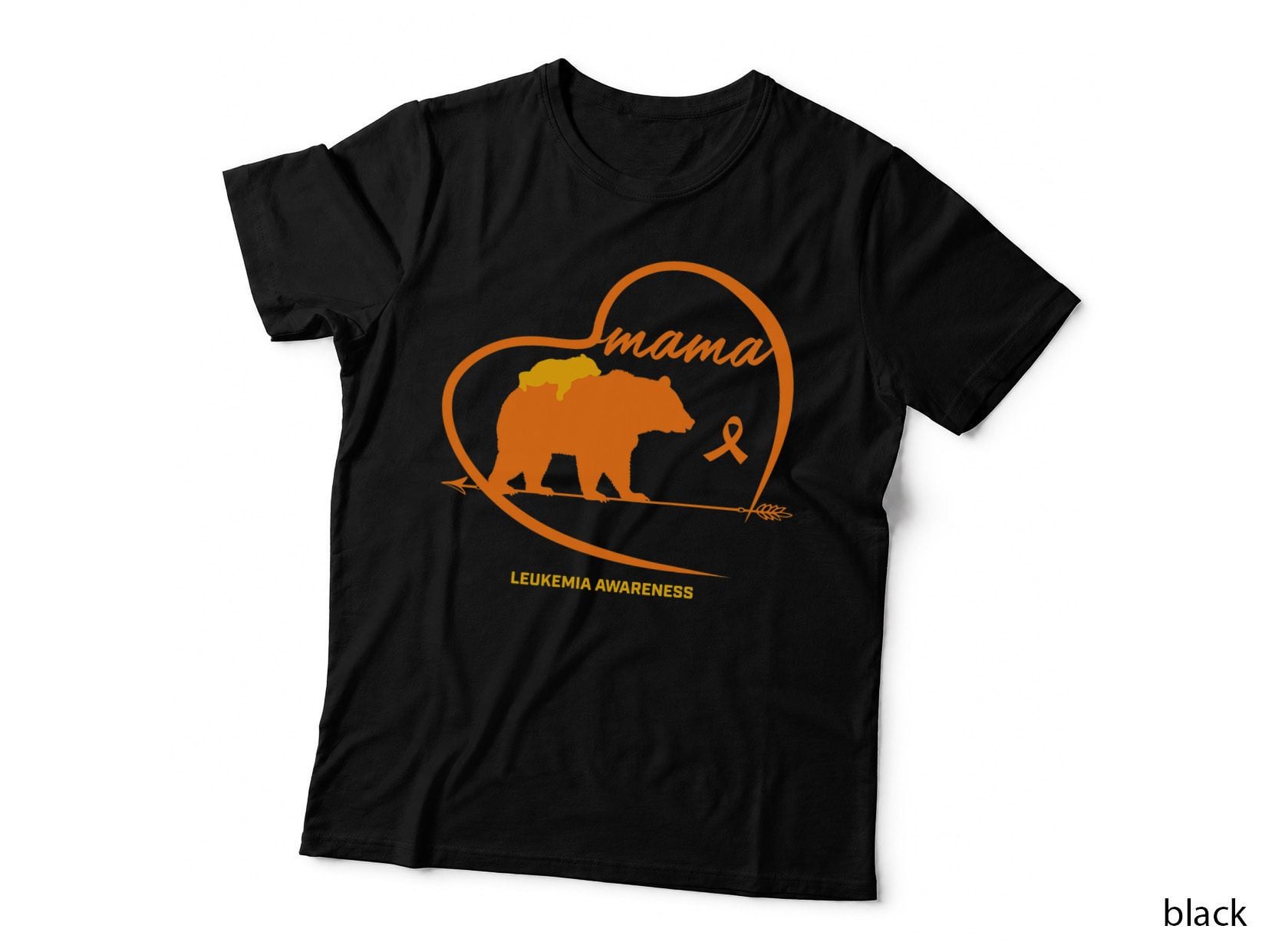 Orange Leukemia Awareness Mom Son Daughter Mama Bear Cancer T-Shirt