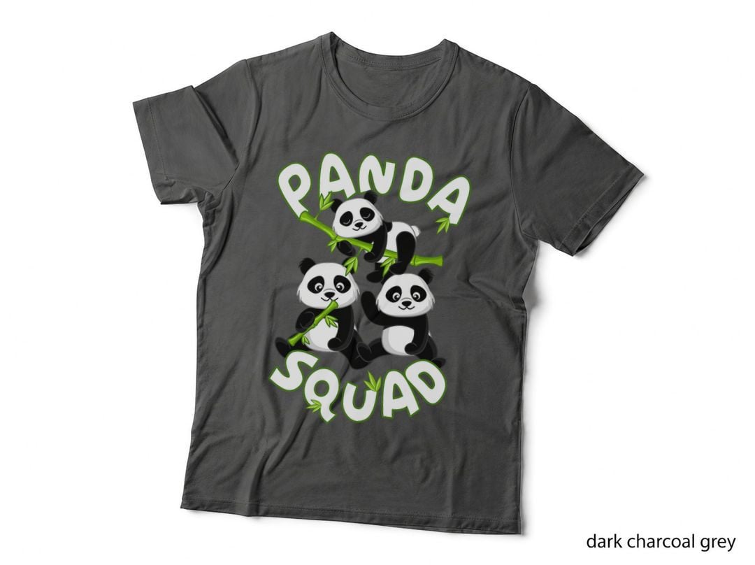 Panda Squad Three Bears Eating Bamboo, Bubble Letters, Kids Animal Tee