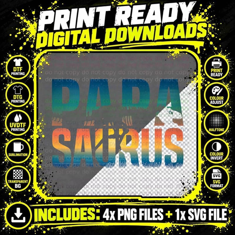 Papasaurus Rex Dad T-Shirt, Dinosaur Dad Gift Png SVG Digital Bundle