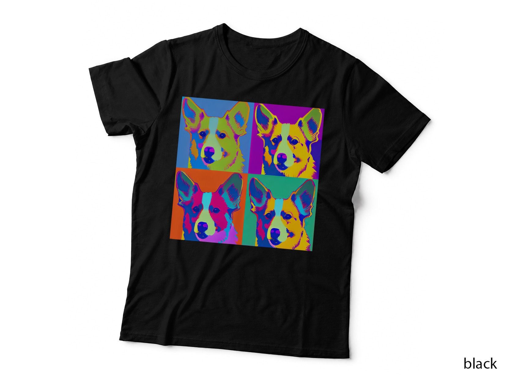 Pembroke Welsh Corgi Pop Art Portrait, Four Panel Colour Block, Dog Lover Tee