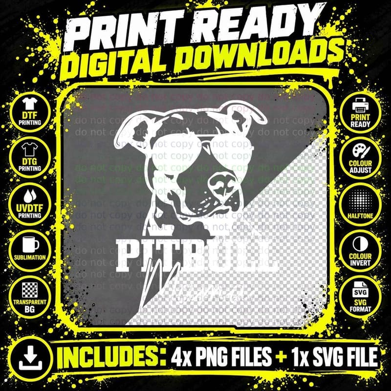 Pitbull Mom Funny Cute Dog Pullover Hoodie Png SVG Digital Bundle