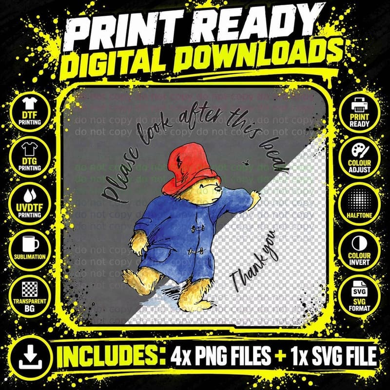 Please Look After This Bear, Red Hat Blue Coat Png SVG Digital Bundle