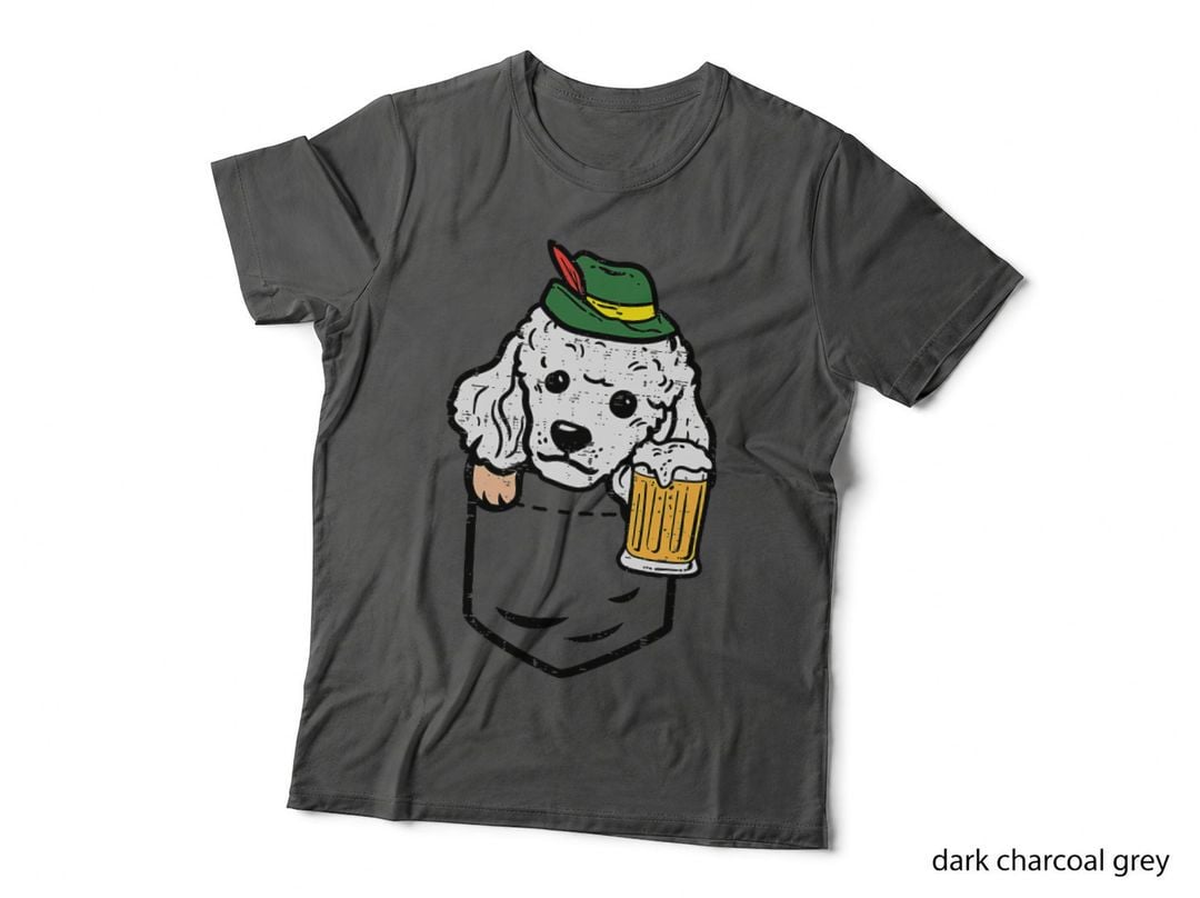 Pocket German Poodle Oktoberfest Bavarian Dog Men Women T-Shirt