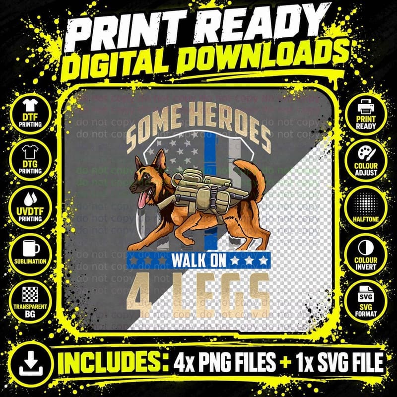 Police Dog T-Shirt, Patriotic Design Png SVG Digital Bundle