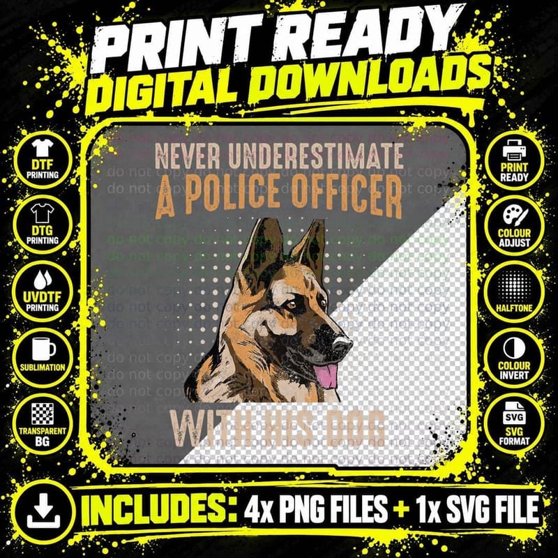 Police K-9 Unit Dog German Shepherd T-Shirt, Patriotic Png SVG Digital Bundle