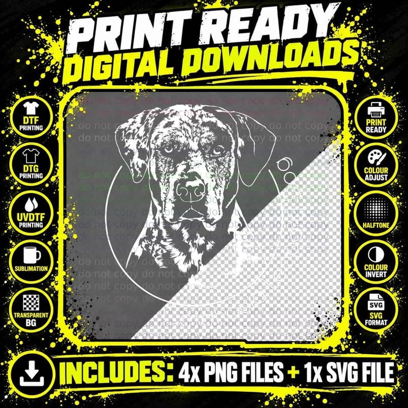 Proud Catahoula Leopard Dog Portrait Hoodie Png SVG Digital Bundle