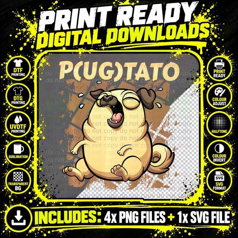 Pugtato Dog Owner Potato Vegan Potato Lover Pug Puppy Png SVG Digital Bundle