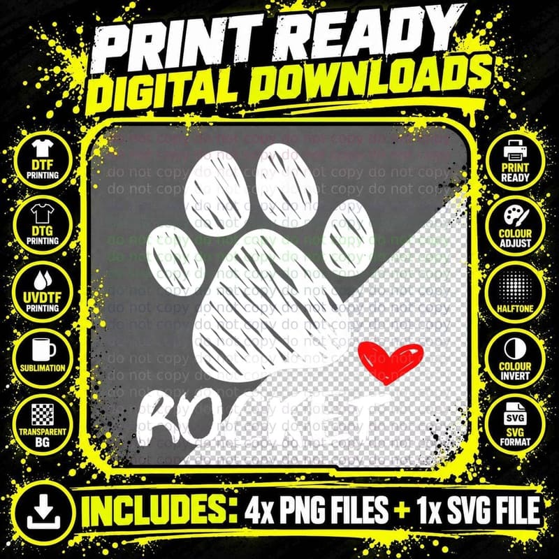 Puppy Named Rocket Dog T-Shirt, Pet Lover Apparel Png SVG Digital Bundle