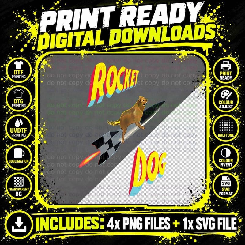 Rocket Dog, Funny Dog Lover T-Shirt Png SVG Digital Bundle