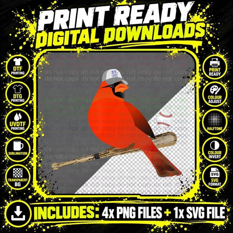 Saint Louis Red Cardinal T-Shirt, Funny Bird Design Png SVG Digital Bundle