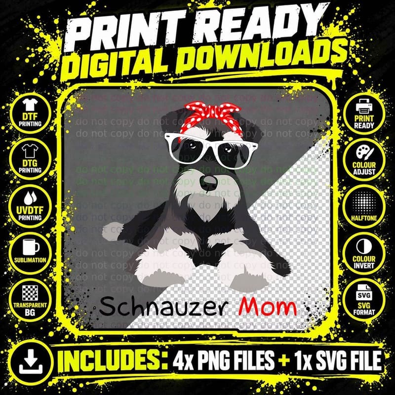 Schnauzer Mom T-Shirt, Pet Lover Apparel Png SVG Digital Bundle