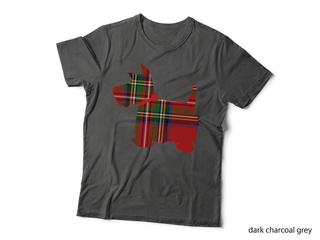 Scottie Dog Tartan T-Shirt, Plaid Pet Style, Dog Lovers Apparel