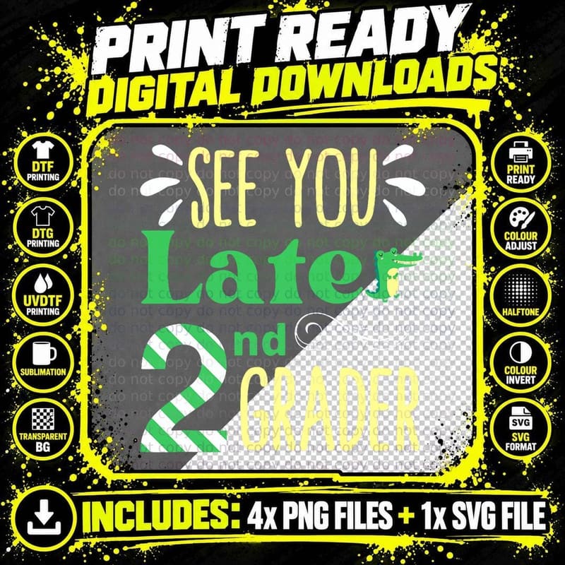 See You Later 2nd Grader T-Shirt, Funny Dinosaur Design Png SVG Digital Bundle