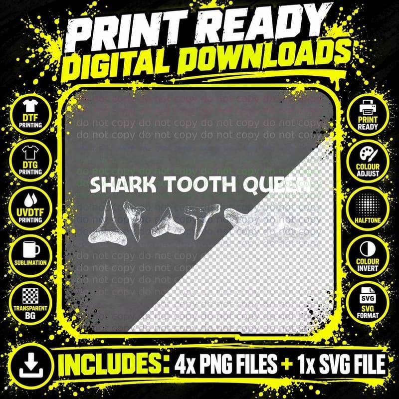Shark Tooth Design T-Shirt, Animal Fossil Hunter Apparel Png SVG Digital Bundle
