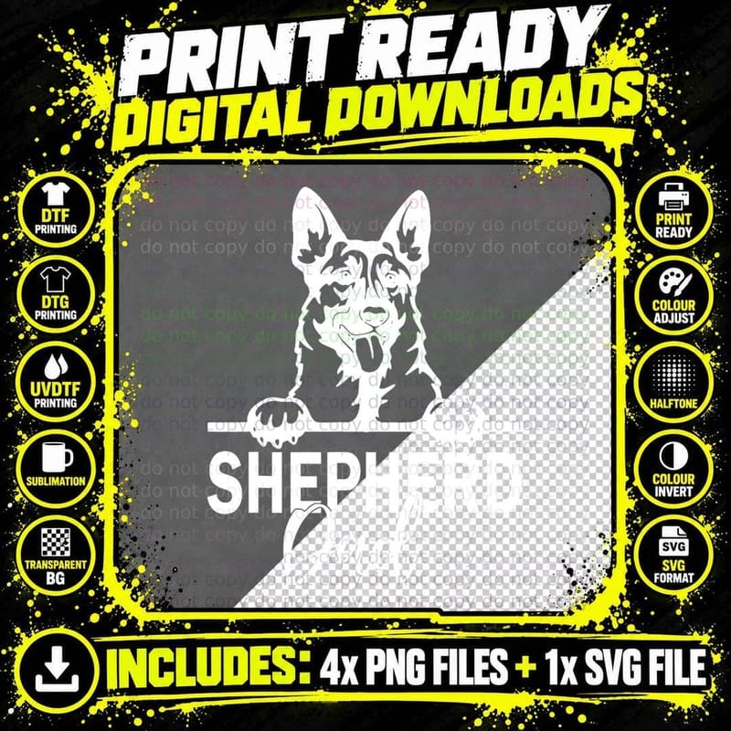 Shepherd Dad T-Shirt, Dog Lover Apparel, Pet Owner Gift Png SVG Digital Bundle