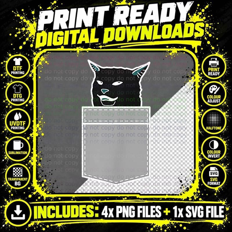 Smudge the Cat in Pocket T-Shirt, Funny Internet Meme Png SVG Digital Bundle