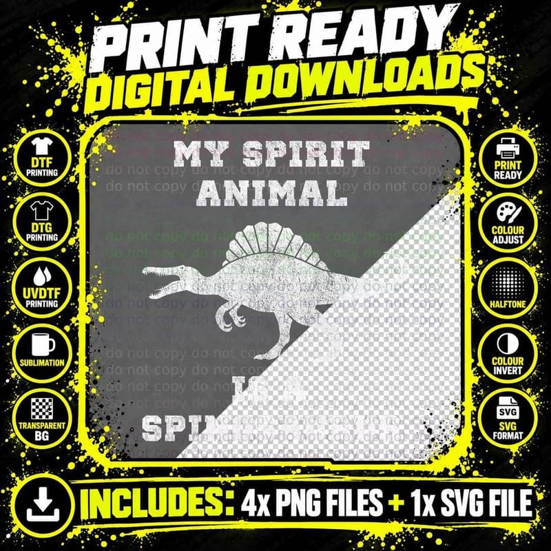 Spinosaurus T-Shirt, Funny Dinosaur Apparel Png SVG Digital Bundle