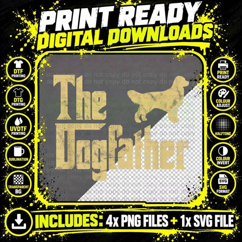 The Dogfather Golden Retriever T-Shirt Png SVG Digital Bundle
