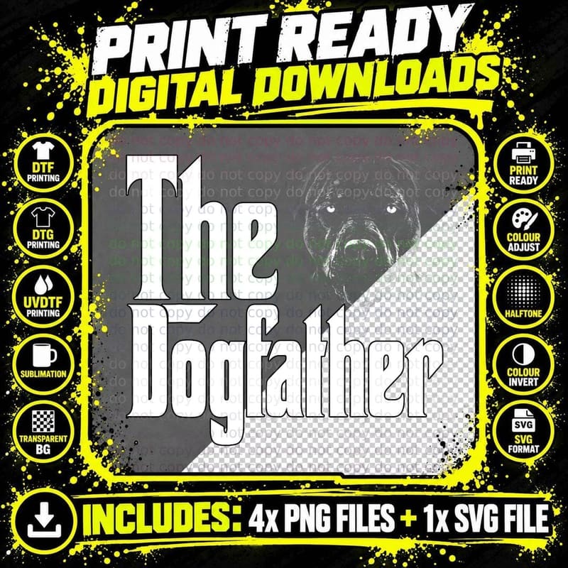 The Dogfather T-Shirt, Pet Lover Apparel, Dog Owner Gift Png SVG Digital Bundle