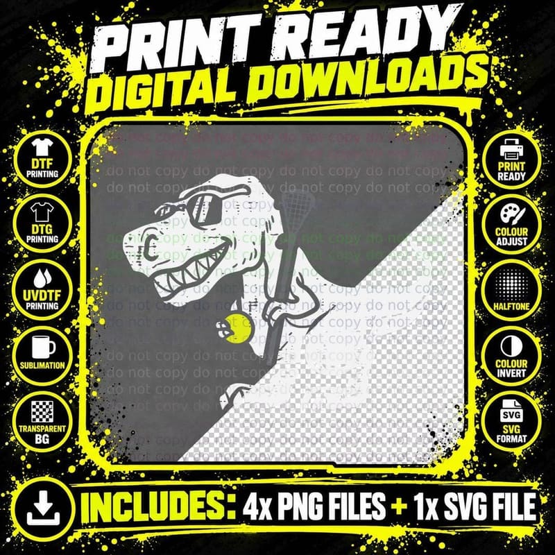 Trex Dinosaur Lacrosse T-Shirt, Funny Lax Player Goalie Png SVG Digital Bundle