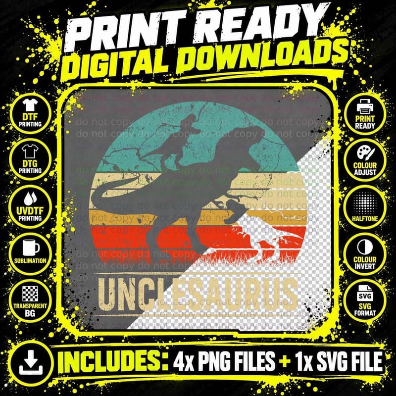 Uncle Dinosaur T Rex Unclesaurus T-Shirt Png SVG Digital Bundle