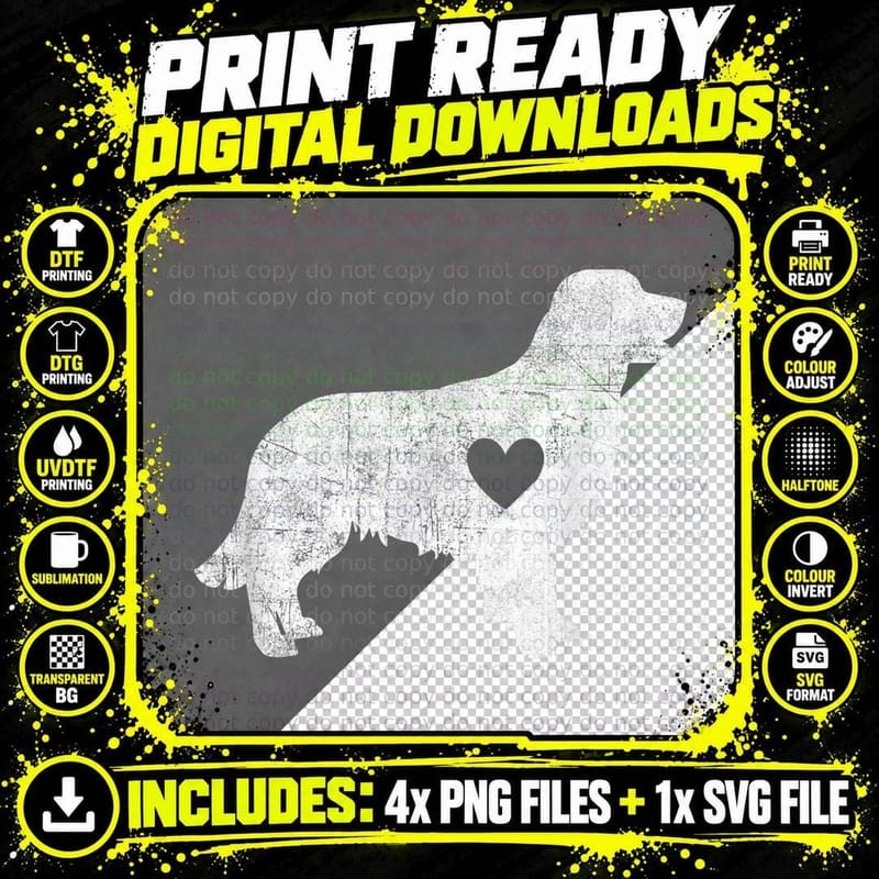 Vintage Golden Retriever Heart Silhouette T-Shirt Png SVG Digital Bundle