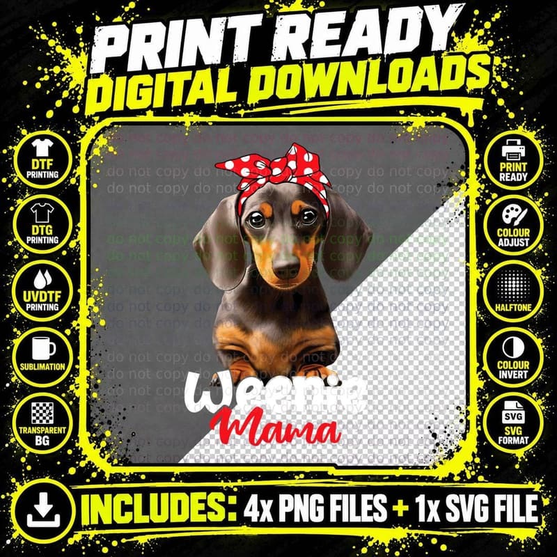 Weenie Mama - Dog Owner Pet Trainer Puppy Animal Lover Png SVG Digital Bundle