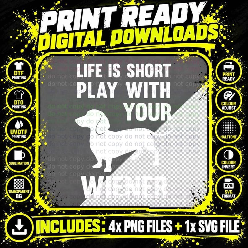 Wiener Dog T-Shirt, Playful Dog Design, Pet Lover Apparel Png SVG Digital Bundle