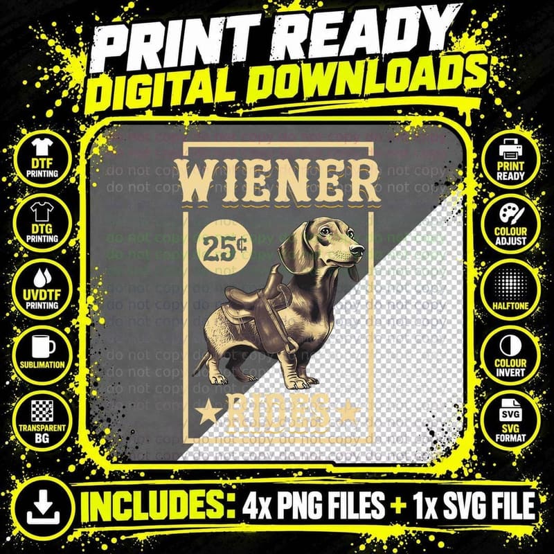 Wiener Dog T-Shirt, Retro Vintage Style Png SVG Digital Bundle