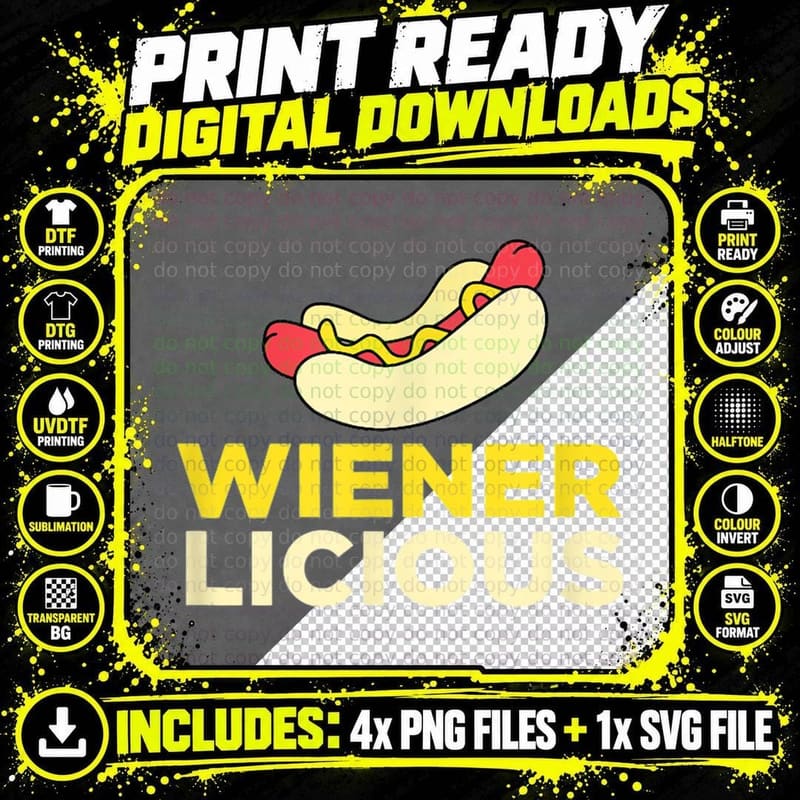 Wienerlicious Pitmaster Grilling Gift Funny Hot Dog Png SVG Digital Bundle
