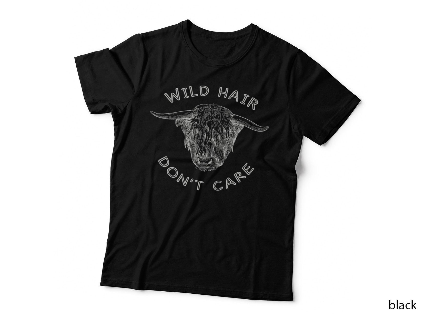 Wild Hair Highland Cow T-Shirt, Scottish Farm Animal, Pet Lover Apparel
