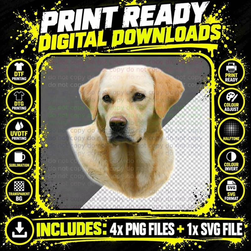 Yellow Labrador Retriever T-Shirt, Pet Lover Apparel Png SVG Digital Bundle