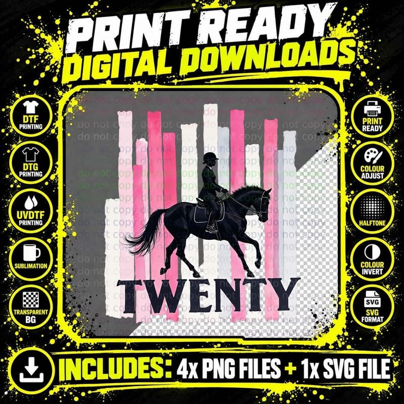 20th Horse Riding Birthday Shirt, Horse Lover Birthday Png SVG Digital Bundle