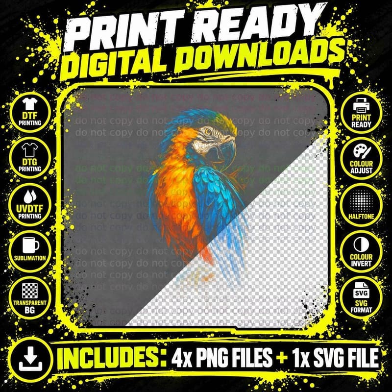 Arara Imponente T-Shirt, Birdwatching Apparel Png SVG Digital Bundle