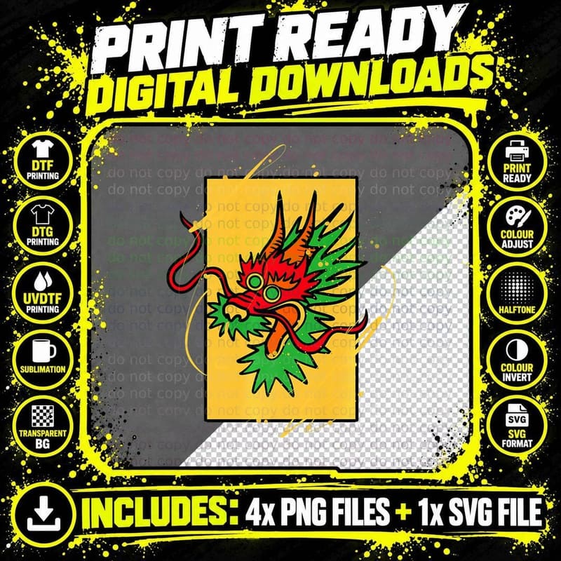 Asian Mythology Chinese Japanese Culture Dragon Png SVG Digital Bundle